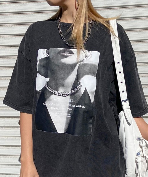 non-hedge(ノンヘッジ)の「転写プリントブリーチTシャツ(Tシャツ/カットソー・レディース・グレー/ブラック・FREE)」の14枚目の写真