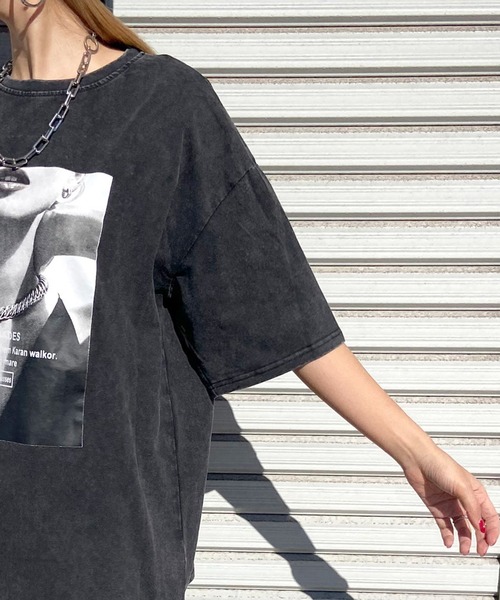 non-hedge(ノンヘッジ)の「転写プリントブリーチTシャツ(Tシャツ/カットソー・レディース・グレー/ブラック・FREE)」の17枚目の写真