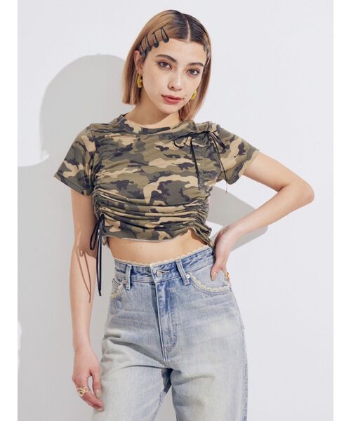 EVRIS（エヴリス）の「カモフラリボンショートTシャツ（Tシャツ/カットソー・レディース・ベージュ/カーキ・FREE）」の5枚目の写真