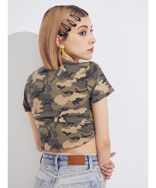 EVRIS（エヴリス）の「カモフラリボンショートTシャツ（Tシャツ/カットソー・レディース・ベージュ/カーキ・FREE）」の6枚目の写真