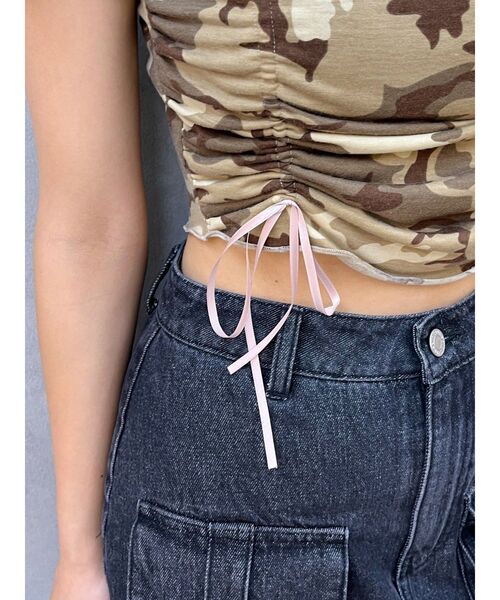 EVRIS（エヴリス）の「カモフラリボンショートTシャツ（Tシャツ/カットソー・レディース・ベージュ/カーキ・FREE）」の9枚目の写真