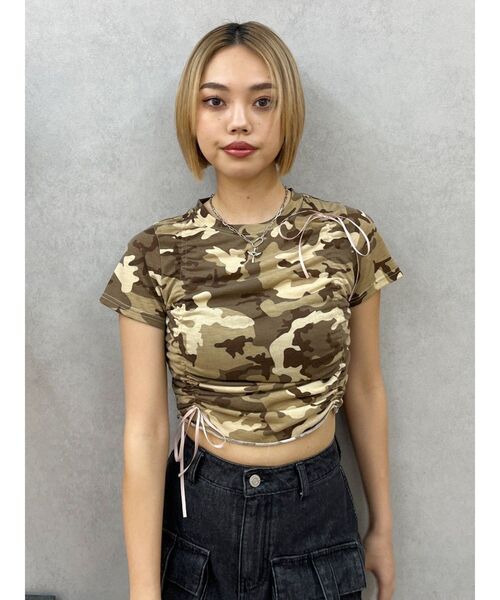 EVRIS（エヴリス）の「カモフラリボンショートTシャツ（Tシャツ/カットソー・レディース・ベージュ/カーキ・FREE）」の10枚目の写真