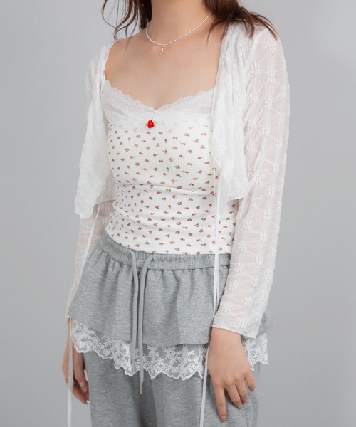 Chiina（チーナ）の「Chiina / シアーフラワーカーディガン（カーディガン/ボレロ・レディース・アイボリー/ライトブルー/ブラック・FREE）」の14枚目の写真