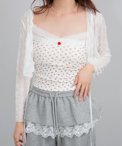 Chiina（チーナ）の「Chiina / シアーフラワーカーディガン（カーディガン/ボレロ・レディース・アイボリー/ライトブルー/ブラック・FREE）」の15枚目の写真