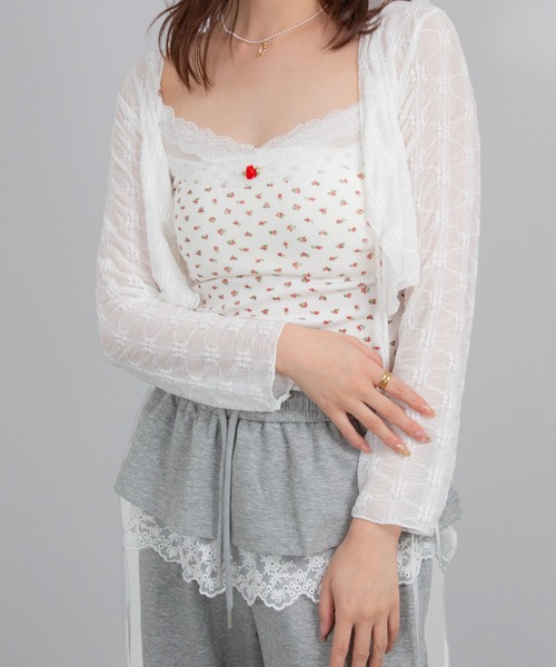 Chiina（チーナ）の「Chiina / シアーフラワーカーディガン（カーディガン/ボレロ・レディース・アイボリー/ライトブルー/ブラック・FREE）」の16枚目の写真