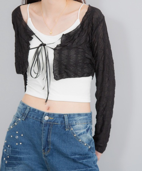 Chiina（チーナ）の「Chiina / シアーフラワーカーディガン（カーディガン/ボレロ・レディース・アイボリー/ライトブルー/ブラック・FREE）」の18枚目の写真