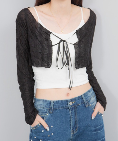 Chiina（チーナ）の「Chiina / シアーフラワーカーディガン（カーディガン/ボレロ・レディース・アイボリー/ライトブルー/ブラック・FREE）」の21枚目の写真