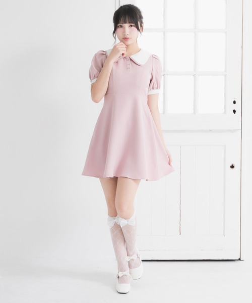 DearMyLoveRose（ディアマイラブローズ）の「配色角襟セーラーパイピングリボンワンピース【大きいサイズ有り】（ワンピース・レディース・ブラック/グレー/ブルー/ブラック系その他/グレー系その他/ブルー系その他/ベビーピンク/ピンク系その他・SMALL/MEDIUM/LARGE/LL/3L）」の9枚目の写真