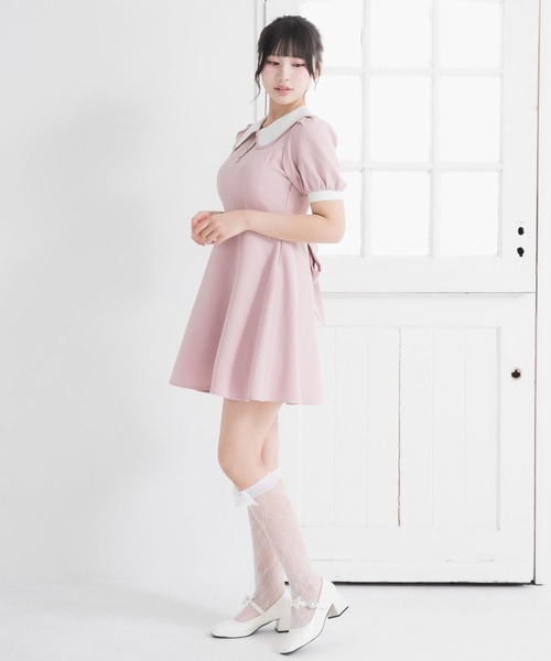 DearMyLoveRose（ディアマイラブローズ）の「配色角襟セーラーパイピングリボンワンピース【大きいサイズ有り】（ワンピース・レディース・ブラック/グレー/ブルー/ブラック系その他/グレー系その他/ブルー系その他/ベビーピンク/ピンク系その他・SMALL/MEDIUM/LARGE/LL/3L）」の10枚目の写真