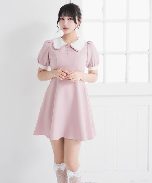 DearMyLoveRose（ディアマイラブローズ）の「配色角襟セーラーパイピングリボンワンピース【大きいサイズ有り】（ワンピース・レディース・ブラック/グレー/ブルー/ブラック系その他/グレー系その他/ブルー系その他/ベビーピンク/ピンク系その他・SMALL/MEDIUM/LARGE/LL/3L）」の12枚目の写真