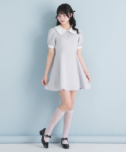 DearMyLoveRose（ディアマイラブローズ）の「配色角襟セーラーパイピングリボンワンピース【大きいサイズ有り】（ワンピース・レディース・ブラック/グレー/ブルー/ブラック系その他/グレー系その他/ブルー系その他/ベビーピンク/ピンク系その他・SMALL/MEDIUM/LARGE/LL/3L）」の13枚目の写真