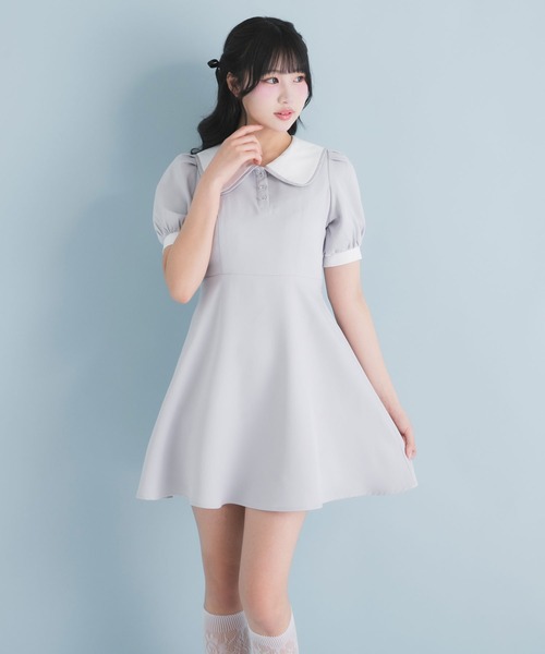 DearMyLoveRose（ディアマイラブローズ）の「配色角襟セーラーパイピングリボンワンピース【大きいサイズ有り】（ワンピース・レディース・ブラック/グレー/ブルー/ブラック系その他/グレー系その他/ブルー系その他/ベビーピンク/ピンク系その他・SMALL/MEDIUM/LARGE/LL/3L）」の15枚目の写真