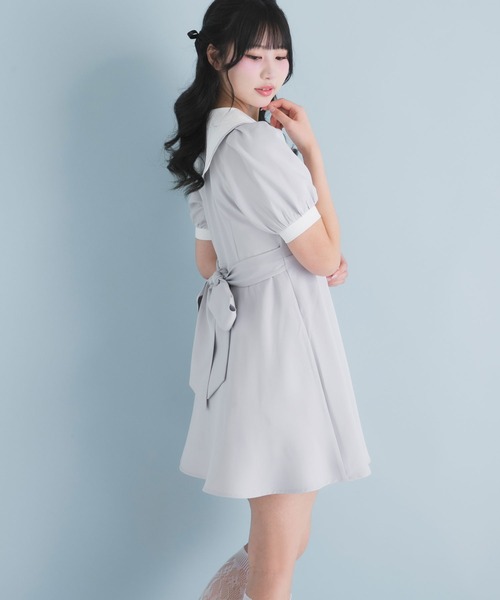 DearMyLoveRose（ディアマイラブローズ）の「配色角襟セーラーパイピングリボンワンピース【大きいサイズ有り】（ワンピース・レディース・ブラック/グレー/ブルー/ブラック系その他/グレー系その他/ブルー系その他/ベビーピンク/ピンク系その他・SMALL/MEDIUM/LARGE/LL/3L）」の16枚目の写真