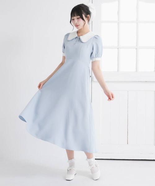 DearMyLoveRose（ディアマイラブローズ）の「配色角襟セーラーパイピングリボンワンピース【大きいサイズ有り】（ワンピース・レディース・ブラック/グレー/ブルー/ブラック系その他/グレー系その他/ブルー系その他/ベビーピンク/ピンク系その他・SMALL/MEDIUM/LARGE/LL/3L）」の21枚目の写真