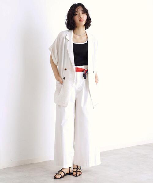 THE SHOP TK (ザ ショップ ティーケー )の「◆ハイウエストタックワイドパンツ【洗える】(その他パンツ・レディース・スミクロ/オフホワイト・12/13)」の21枚目の写真