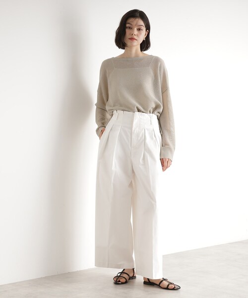 THE SHOP TK (ザ ショップ ティーケー )の「◆ハイウエストタックワイドパンツ【洗える】(その他パンツ・レディース・スミクロ/オフホワイト・12/13)」の7枚目の写真