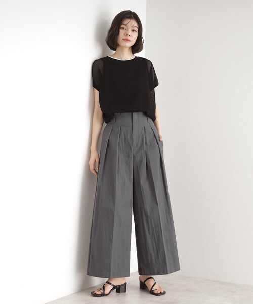 THE SHOP TK (ザ ショップ ティーケー )の「◆ハイウエストタックワイドパンツ【洗える】(その他パンツ・レディース・スミクロ/オフホワイト・12/13)」の11枚目の写真