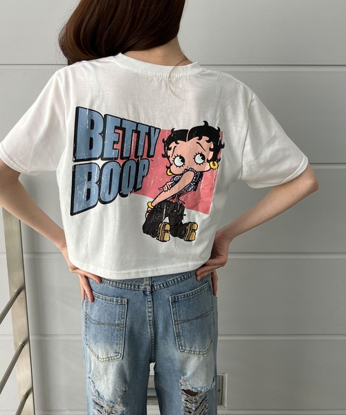 GLAMOROUS JANE(グラマラスジェーン)の「BETTY BOOPプリントショート丈Tシャツ(Tシャツ/カットソー・レディース・ブラック/オフホワイト/チャコールグレー・FREE)」の12枚目の写真