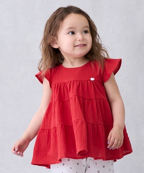 petit main（プティマイン）の「【スマイル/リンク】楊柳チュニック(キッズサイズ)（チュニック・キッズ・レッド/アイボリー/ライトグリーン/ライトピンク/チャコール・120cm/110cm/80ｃｍ/90cm/100cm/130cm）」の11枚目の写真