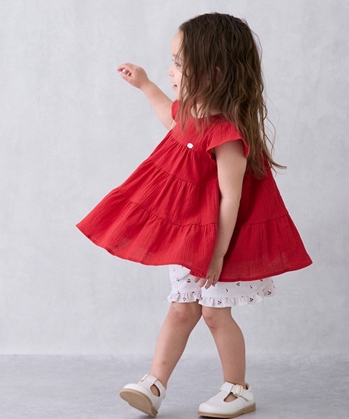 petit main（プティマイン）の「【スマイル/リンク】楊柳チュニック(キッズサイズ)（チュニック・キッズ・レッド/アイボリー/ライトグリーン/ライトピンク/チャコール・120cm/110cm/80ｃｍ/90cm/100cm/130cm）」の12枚目の写真