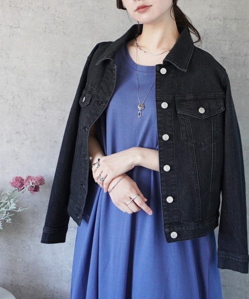 SELECT LEVERY(セレクトリベリー)の「襟付きデニムジャケット(デニムジャケット・レディース・ブラック系その他/ワンウォッシュ/ネイビー・MEDIUM/LARGE/X-LARGE/SMALL)」の1枚目の写真