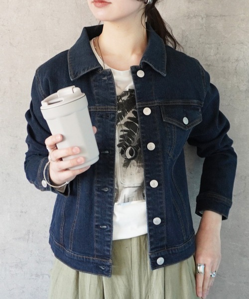 SELECT LEVERY(セレクトリベリー)の「襟付きデニムジャケット(デニムジャケット・レディース・ブラック系その他/ワンウォッシュ/ネイビー・MEDIUM/LARGE/X-LARGE/SMALL)」の3枚目の写真
