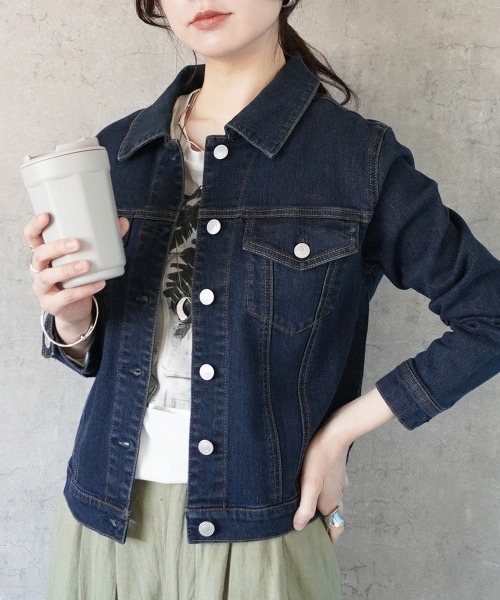 SELECT LEVERY(セレクトリベリー)の「襟付きデニムジャケット(デニムジャケット・レディース・ブラック系その他/ワンウォッシュ/ネイビー・MEDIUM/LARGE/X-LARGE/SMALL)」の18枚目の写真