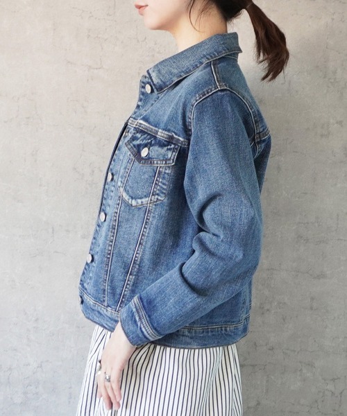 SELECT LEVERY(セレクトリベリー)の「襟付きデニムジャケット(デニムジャケット・レディース・ブラック系その他/ワンウォッシュ/ネイビー・MEDIUM/LARGE/X-LARGE/SMALL)」の7枚目の写真