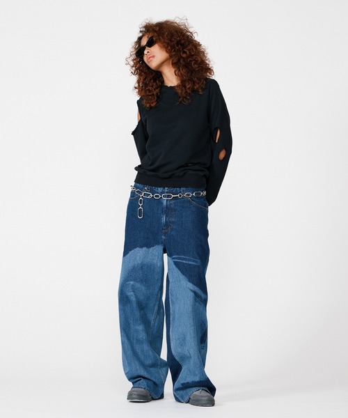 FACE PRINT WIDE STRAIGHT PANTS（デニムパンツ）｜BEEDEN
