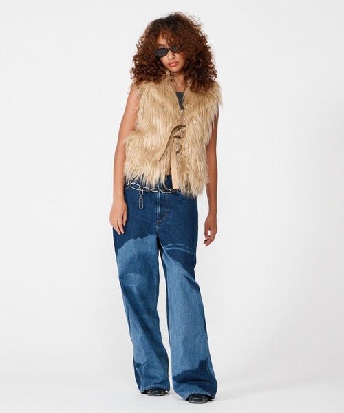 FACE PRINT WIDE STRAIGHT PANTS（デニムパンツ）｜BEEDEN