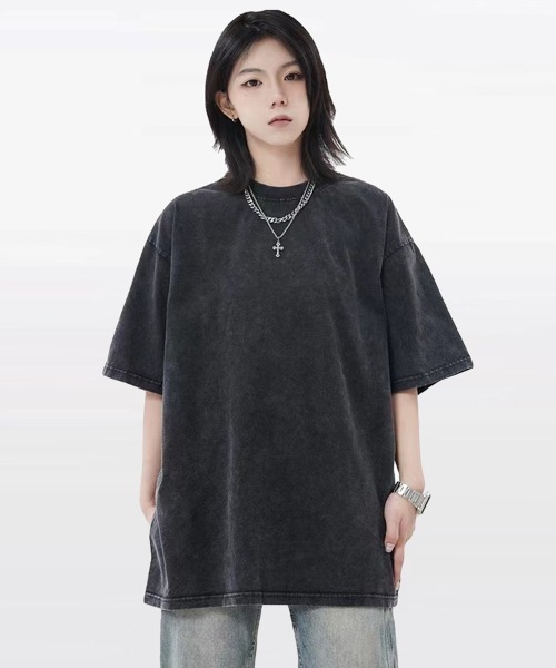 Ressaca(レサーカ)の「オーバーサイズピグメント加工Tシャツ(Tシャツ/カットソー・メンズ・ブラック/アイボリー/カーキ/ブルー/グレー/パープル/ブラウン/グリーン/ピンク・L/XL/M)」の1枚目の写真