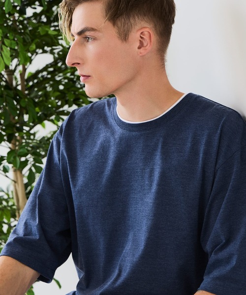 UNIIT（ユニット）の「【汗染みの目立ちにくいTシャツ ZEROSTAIN/ゼロステイン】フェイクレイヤード ビッグシルエット キーネック クルーネック Tシャツ 防汚 ＵＶカット（Tシャツ/カットソー・メンズ・ブラック系その他/ブルー系その他/ホワイト系その他/ブラック系その他2/ブルー系その他2/ベージュ系その他2・MEDIUM/X-LARGE/LARGE）」の6枚目の写真