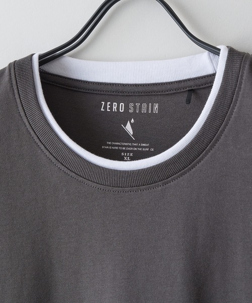 UNIIT（ユニット）の「【汗染みの目立ちにくいTシャツ ZEROSTAIN/ゼロステイン】フェイクレイヤード ビッグシルエット キーネック クルーネック Tシャツ 防汚 ＵＶカット（Tシャツ/カットソー・メンズ・ブラック系その他/ブルー系その他/ホワイト系その他/ブラック系その他2/ブルー系その他2/ベージュ系その他2・MEDIUM/X-LARGE/LARGE）」の7枚目の写真