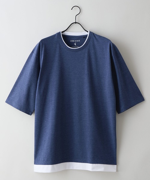 UNIIT（ユニット）の「【汗染みの目立ちにくいTシャツ ZEROSTAIN/ゼロステイン】フェイクレイヤード ビッグシルエット キーネック クルーネック Tシャツ 防汚 ＵＶカット（Tシャツ/カットソー・メンズ・ブラック系その他/ブルー系その他/ホワイト系その他/ブラック系その他2/ブルー系その他2/ベージュ系その他2・MEDIUM/X-LARGE/LARGE）」の21枚目の写真