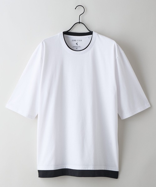 UNIIT（ユニット）の「【汗染みの目立ちにくいTシャツ ZEROSTAIN/ゼロステイン】フェイクレイヤード ビッグシルエット キーネック クルーネック Tシャツ 防汚 ＵＶカット（Tシャツ/カットソー・メンズ・ブラック系その他/ブルー系その他/ホワイト系その他/ブラック系その他2/ブルー系その他2/ベージュ系その他2・MEDIUM/X-LARGE/LARGE）」の13枚目の写真