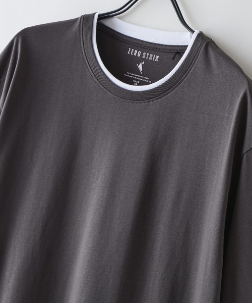 UNIIT（ユニット）の「【汗染みの目立ちにくいTシャツ ZEROSTAIN/ゼロステイン】フェイクレイヤード ビッグシルエット キーネック クルーネック Tシャツ 防汚 ＵＶカット（Tシャツ/カットソー・メンズ・ブラック系その他/ブルー系その他/ホワイト系その他/ブラック系その他2/ブルー系その他2/ベージュ系その他2・MEDIUM/X-LARGE/LARGE）」の18枚目の写真