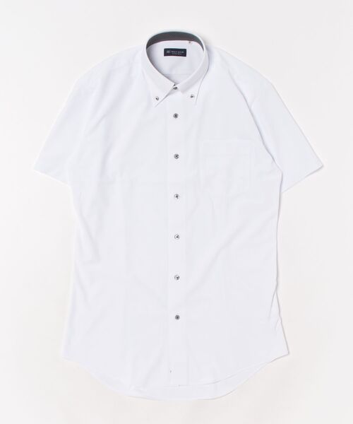 TOKYO SHIRTS（トウキョウシャツ）の「形態安定ノンアイロン ボタンダウン 半袖ストレッチビジネスワイシャツ（ビジネスシャツ・メンズ・ホワイト・首回り39cm/首回り41cm/首回り42cm/首回り43cm/首回り37cm）」の7枚目の写真