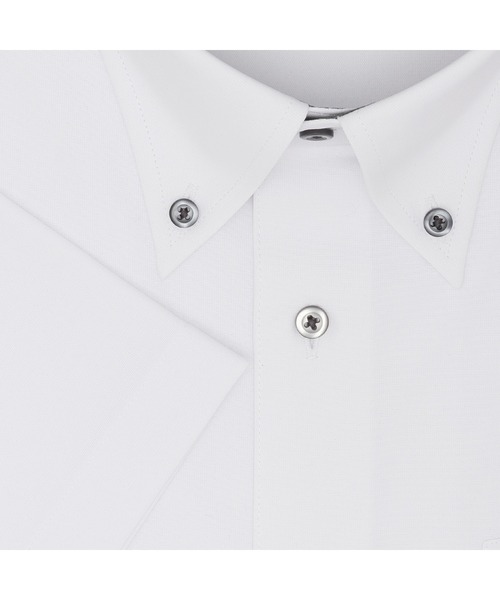 TOKYO SHIRTS（トウキョウシャツ）の「形態安定ノンアイロン ボタンダウン 半袖ストレッチビジネスワイシャツ（ビジネスシャツ・メンズ・ホワイト・首回り39cm/首回り41cm/首回り42cm/首回り43cm/首回り37cm）」の6枚目の写真