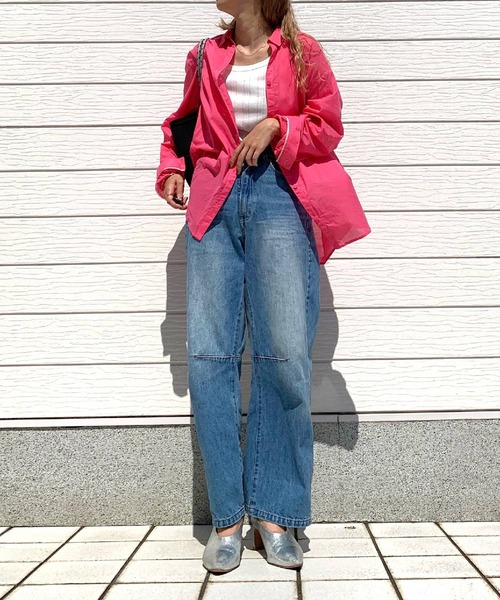 Q(キュー)の「コットンボイルシャツ(シャツ/ブラウス・レディース・ピンク/ライトグリーン/ベージュ/チャコールグレー/レモンイエロー・MEDIUM)」の6枚目の写真