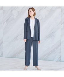 AOYAMA（アオヤマ）の「【UVカット】〈２点セット〉コスパアイテム！テーラードジャケット＋ワイドパンツ/チャコールグレー/モカ｜通勤＆オフィス＆入卒＆セレモニー＆オケージョン｜自宅で洗える・ストレッチ・防シワ・吸汗速乾｜（スーツセット）」