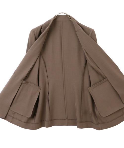 AOYAMA（アオヤマ）の「【UVカット】〈２点セット〉コスパアイテム！テーラードジャケット＋ワイドパンツ/チャコールグレー/モカ｜通勤＆オフィス＆入卒＆セレモニー＆オケージョン｜自宅で洗える・ストレッチ・防シワ・吸汗速乾｜（スーツセット・レディース・モカ/チャコールグレー・M/L/LL）」の18枚目の写真