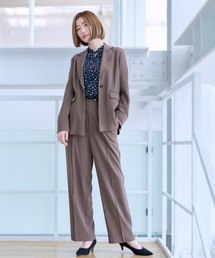 AOYAMA（アオヤマ）の「【UVカット】〈2点セット〉コスパアイテム!テーラードジャケット+ワイドパンツ チャコールグレー モカ|通勤&オフィス&入卒&セレモニー&オケージョン|自宅で洗える・ストレッチ・防シワ・吸汗速乾|（スーツセット）」