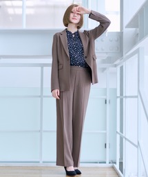 AOYAMA（アオヤマ）の「【UVカット】〈2点セット〉コスパアイテム!テーラードジャケット+ワイドパンツ チャコールグレー モカ|通勤&オフィス&入卒&セレモニー&オケージョン|自宅で洗える・ストレッチ・防シワ・吸汗速乾|（スーツセット）」