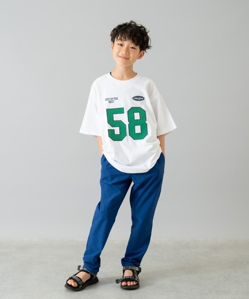 and D. petit main（アンドディープティマイン）の「【綿100%】ナンバリングワイド半T（Tシャツ/カットソー・キッズ・ライム/ネイビー/ホワイト・110cm/120cm/130cm/140cm/150cm/100cm/90cm）」の4枚目の写真