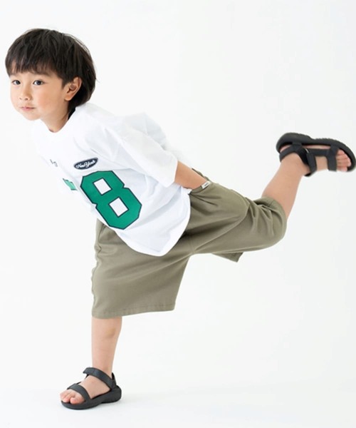 and D. petit main（アンドディープティマイン）の「【綿100%】ナンバリングワイド半T（Tシャツ/カットソー・キッズ・ライム/ネイビー/ホワイト・110cm/120cm/130cm/140cm/150cm/100cm/90cm）」の7枚目の写真