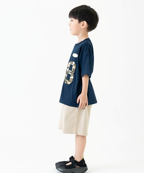 and D. petit main（アンドディープティマイン）の「【綿100%】ナンバリングワイド半T（Tシャツ/カットソー・キッズ・ライム/ネイビー/ホワイト・110cm/120cm/130cm/140cm/150cm/100cm/90cm）」の9枚目の写真