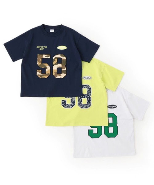 and D. petit main（アンドディープティマイン）の「【綿100%】ナンバリングワイド半T（Tシャツ/カットソー・キッズ・ライム/ネイビー/ホワイト・110cm/120cm/130cm/140cm/150cm/100cm/90cm）」の11枚目の写真