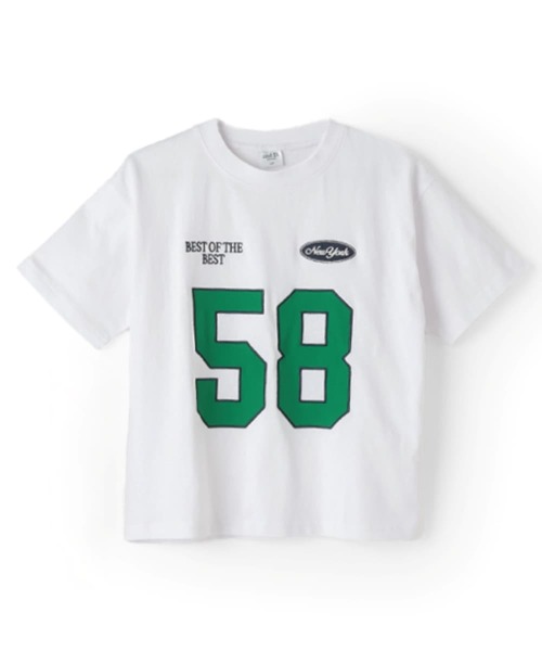 and D. petit main（アンドディープティマイン）の「【綿100%】ナンバリングワイド半T（Tシャツ/カットソー・キッズ・ライム/ネイビー/ホワイト・110cm/120cm/130cm/140cm/150cm/100cm/90cm）」の21枚目の写真