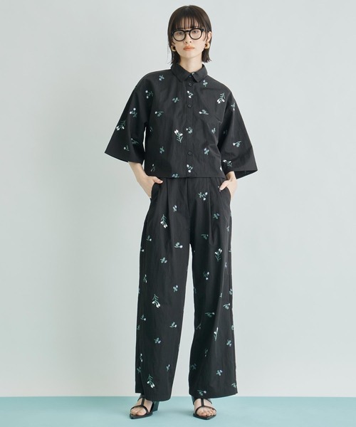 Settimissimo（セッティミッシモ）の「タフタフラワー刺繍タックパンツ（その他パンツ・レディース・アイボリー/ブラック・FREE）」の12枚目の写真