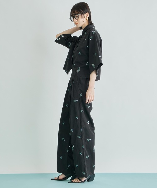 Settimissimo（セッティミッシモ）の「タフタフラワー刺繍タックパンツ（その他パンツ・レディース・アイボリー/ブラック・FREE）」の13枚目の写真